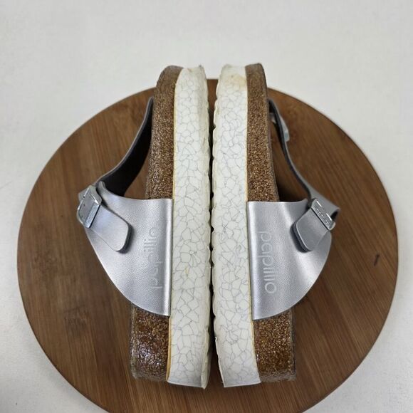 Birkenstock Papillio 39/ US 8 Gizeh Thong Sandals Metallic Silver Slip On - Picture 10 of 14